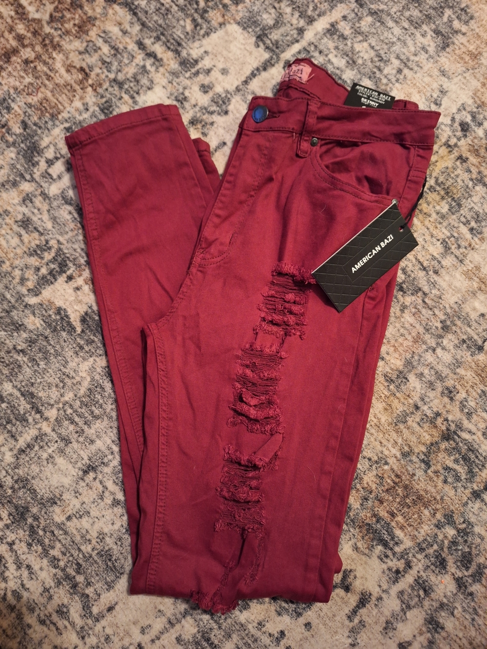 Burgandy NWT American Bazi Distressed Skinny Jeans - Sz 11.